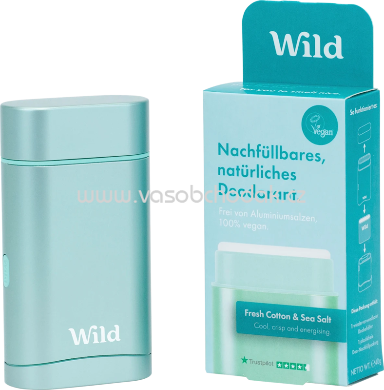 Wild Deostick Fresh Cotton & Sea Salt + Nachfüllpack, 40 g Wild Deostick Fresh Cotton & Sea Salt + Nachfüllpack, 40 g