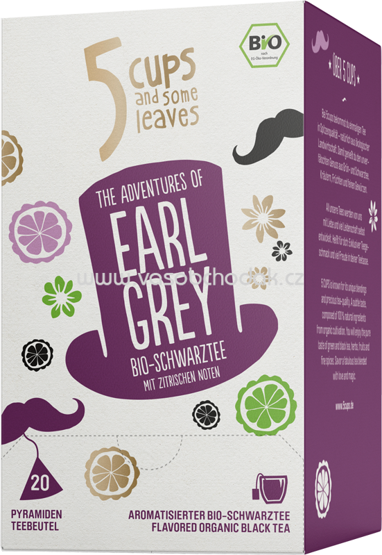 5 CUPS The Adventures of Earl Grey Bio Schwarztee, 20 Beutel 5 CUPS The Adventures of Earl Grey Bio Schwarztee, 20 Beutel