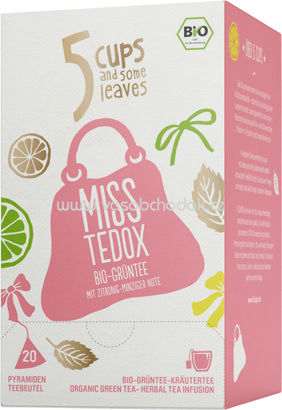 5 CUPS Miss Tedox Bio Grüntee, 20 Beutel