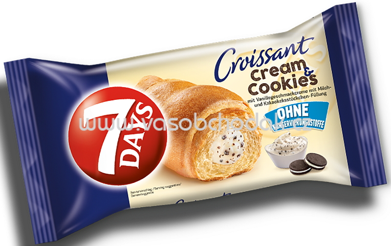 7 Days Croissant cream & cookies Vanille - Kakaokeks, 4x60g, 240g