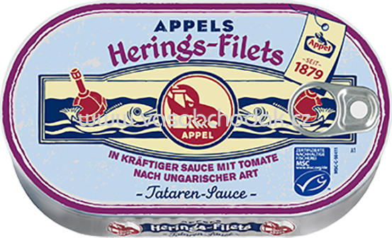 Appel Heringsfilets in kräftiger Tomaten-Sauce, Tataren-Sauce, 200g Appel Heringsfilets in kräftiger Tomaten-Sauce, Tataren-Sauce, 200g