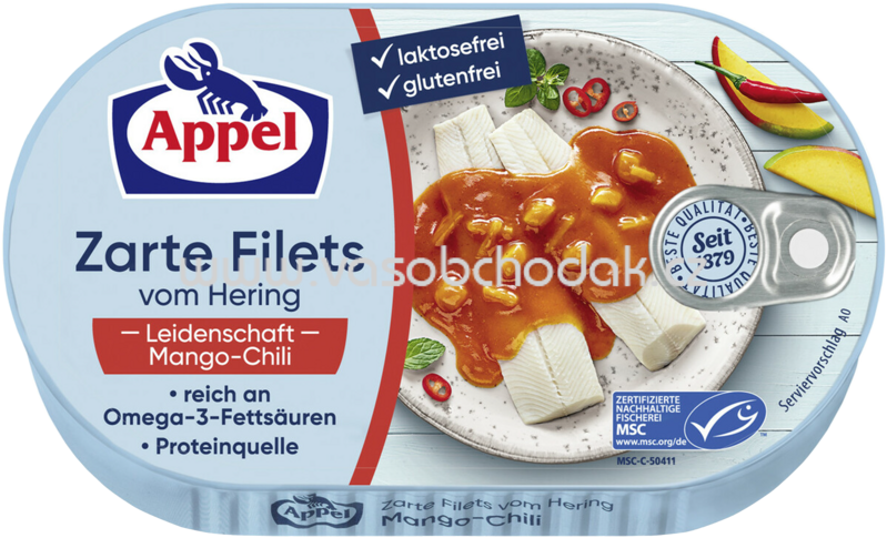 Appel Heringsfilets Leidenschaft Mango-Chili, 200g Appel Heringsfilets Leidenschaft Mango-Chili, 200g