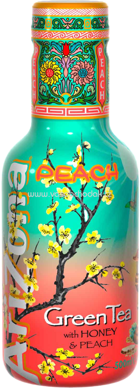 AriZona Green Tea with Honey & Peach, 500 ml a 1,5 l