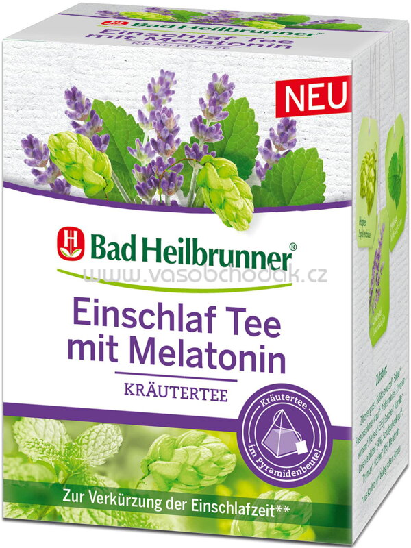 Bad Heilbrunner Einschlaf Tee mit Melatonin im Pyramidenbeutel, 12 Beutel