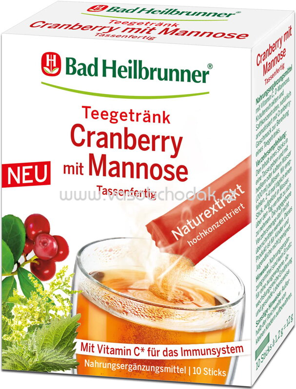 Bad Heilbrunner Cranberry mit Mannose Tassenfertig, 10 Sticks