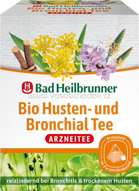 Bad Heilbrunner Bio Husten- und Bronichal Tee im Pyramidenbeutel, 12 Beutel