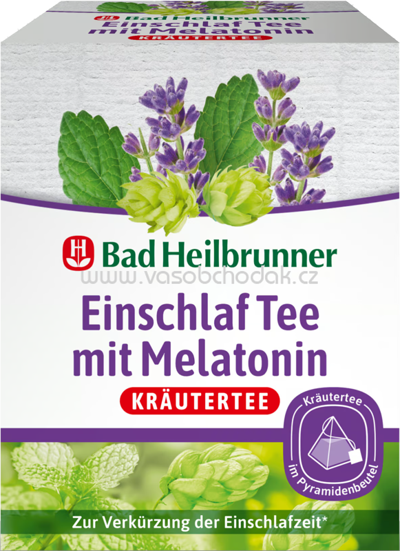 Bad Heilbrunner Einschlaf Tee mit Melatonin im Pyramidenbeutel, 12 Beutel