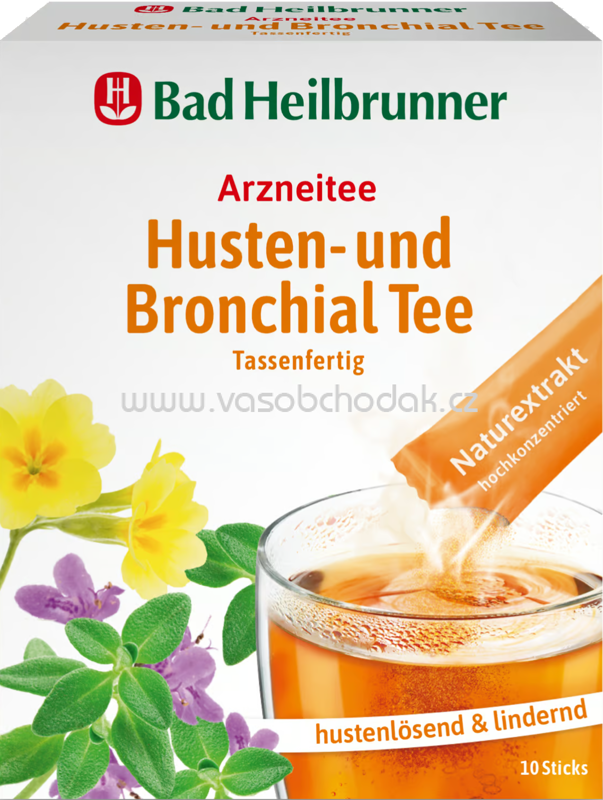 Bad Heilbrunner Husten und Bronchial Tee Tassenfertig, 10 Sticks