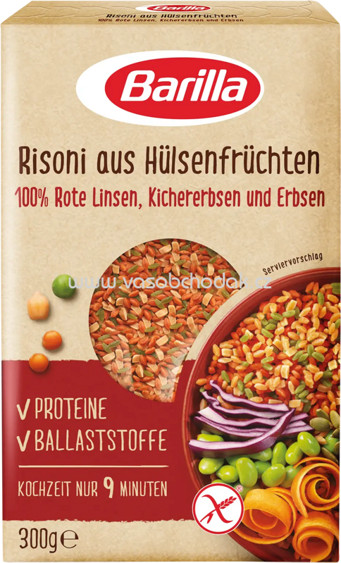 Barilla Risoni aus Hülsenfrüchten Rote Linsen, Kichererbsen und Erbsen, 300g Barilla Risoni aus Hülsenfrüchten Rote Linsen, Kichererbsen und Erbsen, 300g
