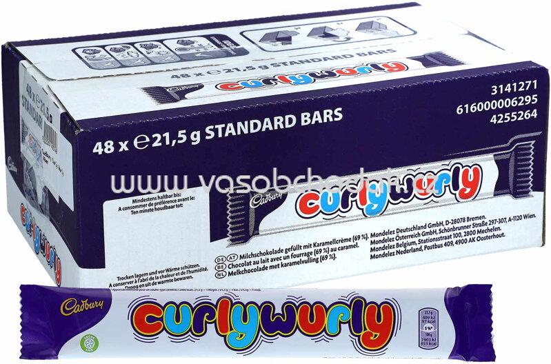 Cadbury Curly Wurly, 48x21,5g, 1032g Cadbury Curly Wurly, 48x21,5g, 1032g