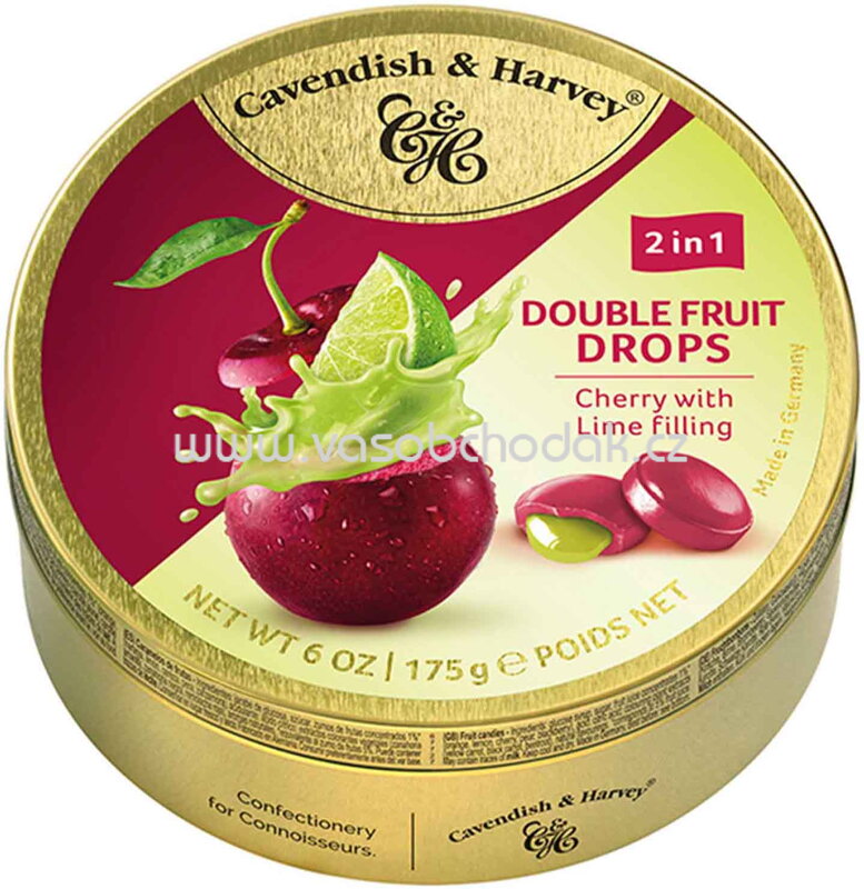 Cavendish & Harvey Double Fruit Drops Cherry with Lime Filling, 175g Cavendish & Harvey Double Fruit Drops Cherry with Lime Filling, 175g