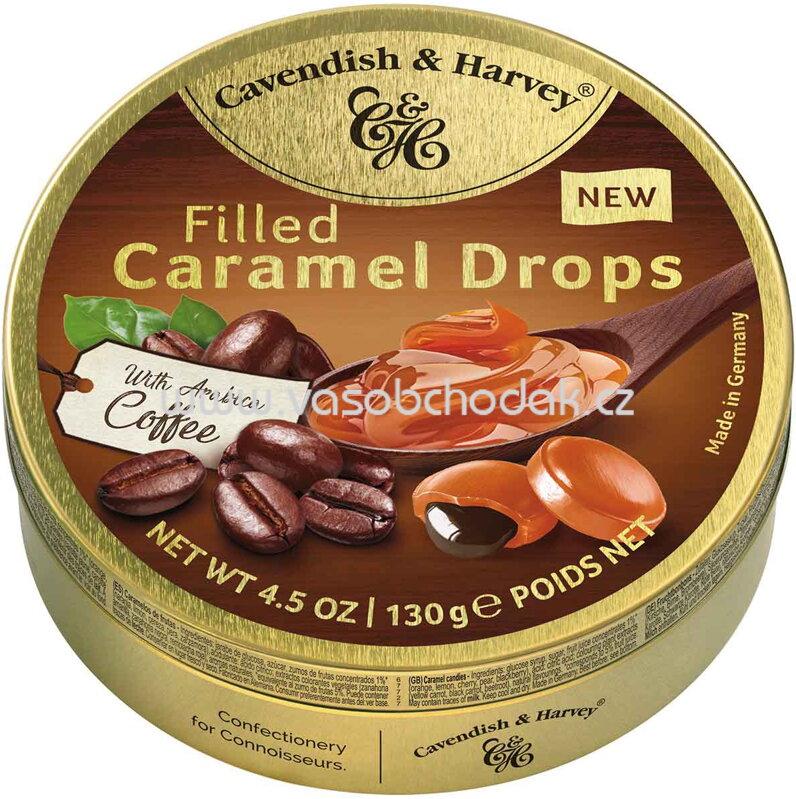 Cavendish & Harvey Filled Caramel Drops with Arabica Coffee, 130g Cavendish & Harvey Filled Caramel Drops with Arabica Coffee, 130g