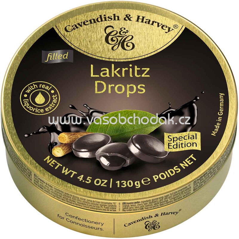 Cavendish & Harvey Filled Lakritz Drops, 130g Cavendish & Harvey Filled Lakritz Drops, 130g