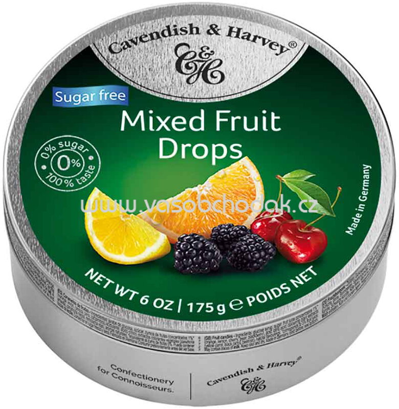Cavendish & Harvey Mixed Fruit Drops sugarfree, 175g Cavendish & Harvey Mixed Fruit Drops sugarfree, 175g