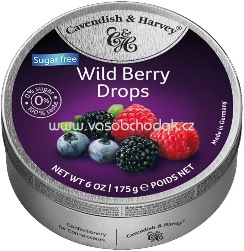 Cavendish & Harvey Wild Berry Drops sugarfree, 175g Cavendish & Harvey Wild Berry Drops sugarfree, 175g