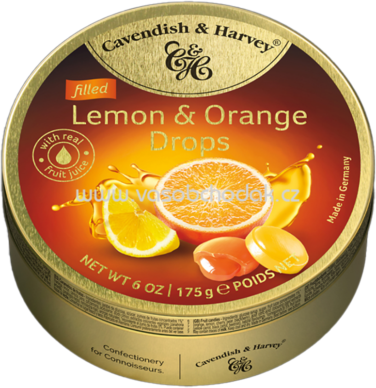 Cavendish & Harvey Filled Lemon & Orange Drops, 175g Cavendish & Harvey Filled Lemon & Orange Drops, 175g