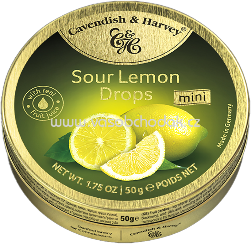 Cavendish & Harvey Sour Lemon Drops mini, 50g Cavendish & Harvey Sour Lemon Drops mini, 50g