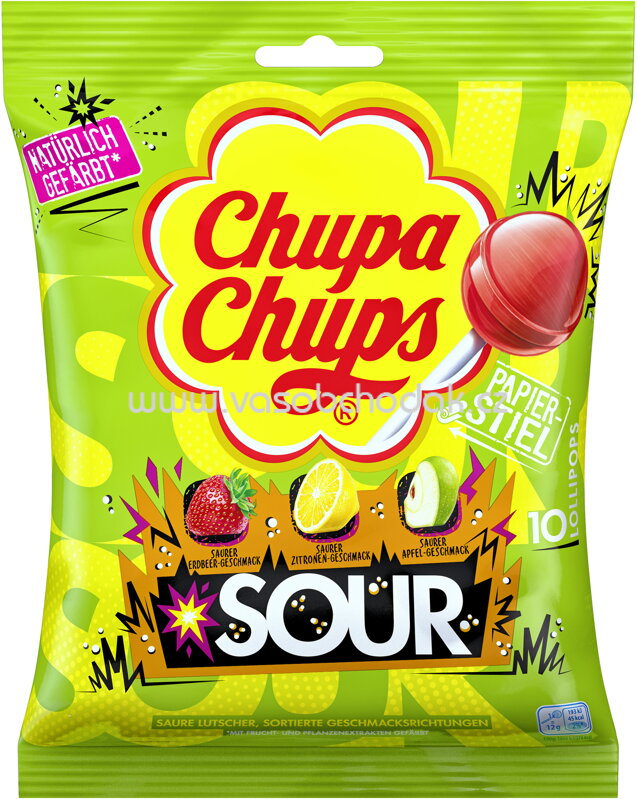 Chupa Chups Sour, 10 St, 120g