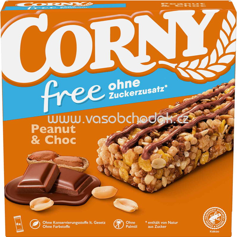 Corny Free Peanut & Choc, 6x20g
