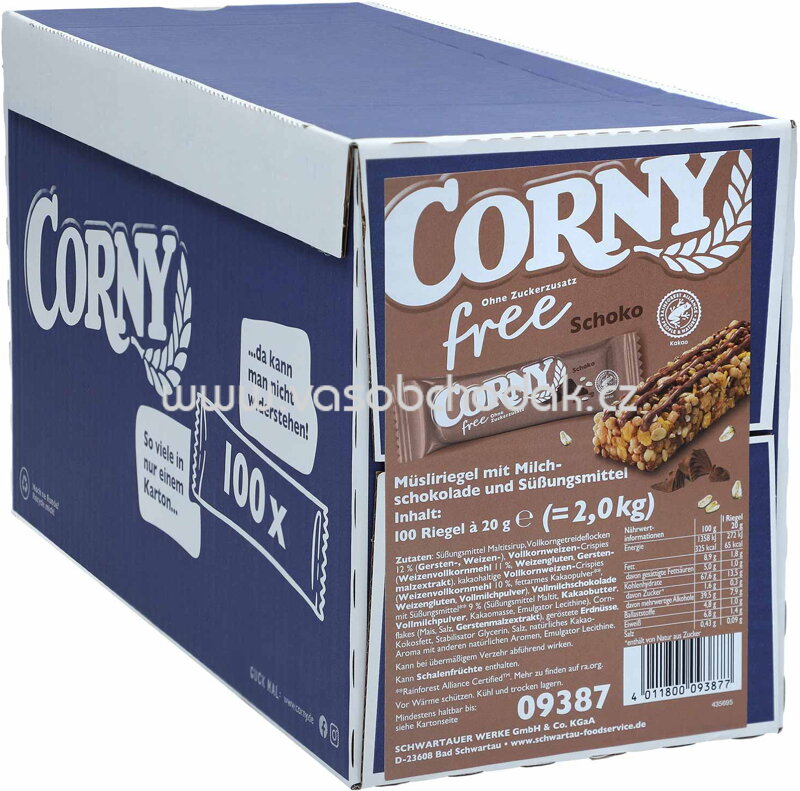 Corny Free Schoko, 100x20g, 2,5 kg
