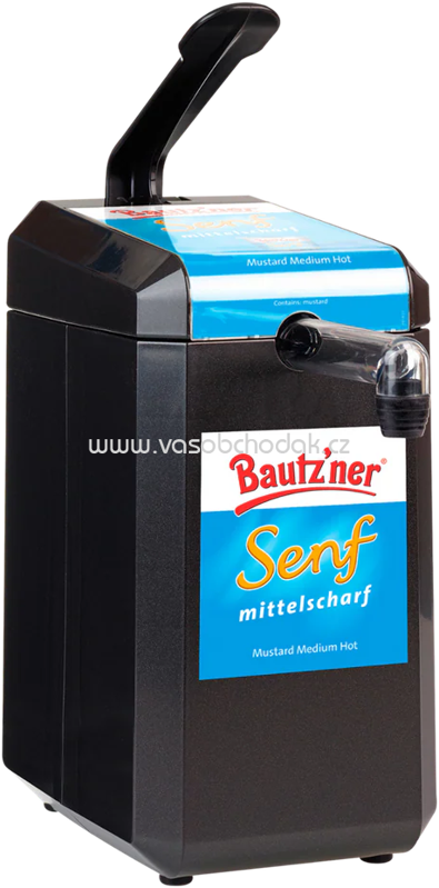 Develey Dispenser mit Etikett "Bautz'ner Mittelscharfer Senf" für 5 kg Dispenserbeutel, 1 St