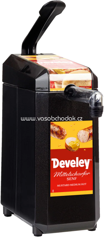 Develey Dispenser mit Etikett "Develey Mittelscharfer Senf" für 2,5 kg Dispenserbeutel, 1 St