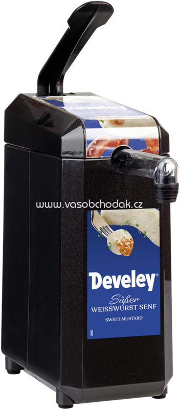 Develey Dispenser mit Etikett "Develey Weißwurst Senf" für 2,5 kg Dispenserbeutel, 1 St