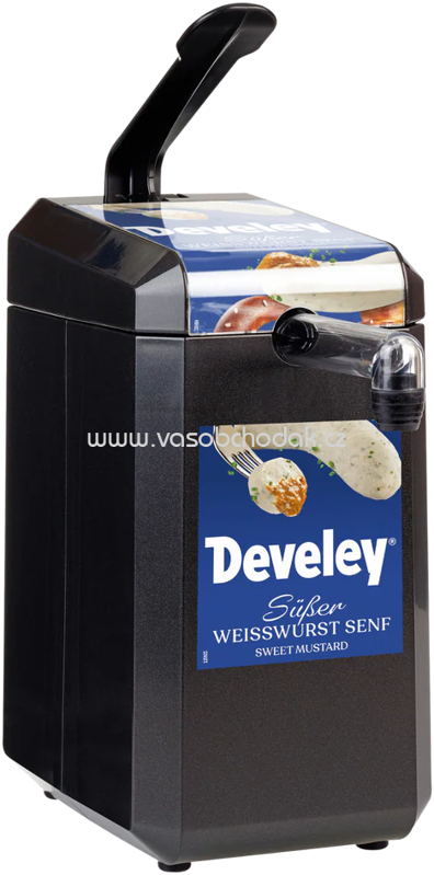 Develey Dispenser mit Etikett "Develey Weißwurst Senf" für 5 kg Dispenserbeutel, 1 St