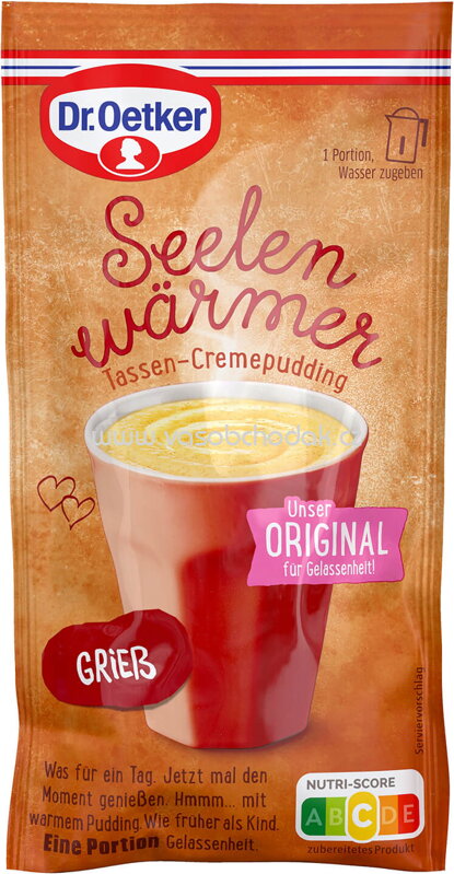 Dr.Oetker Seelenwärmer Tassen-Cremepudding Grieß, 60g Dr.Oetker Seelenwärmer Tassen-Cremepudding Grieß, 60g