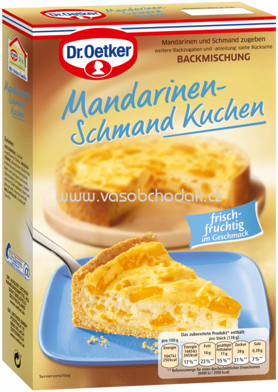 Dr.Oetker Backmischungen Familienkuchen Mandarinen Schmand Kuchen, 460g