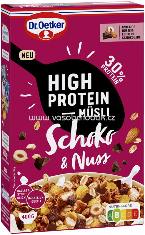 Dr.Oetker Vitalis High Protein Müsli Schoko Nuss, 400g Dr.Oetker Vitalis High Protein Müsli Schoko Nuss, 400g