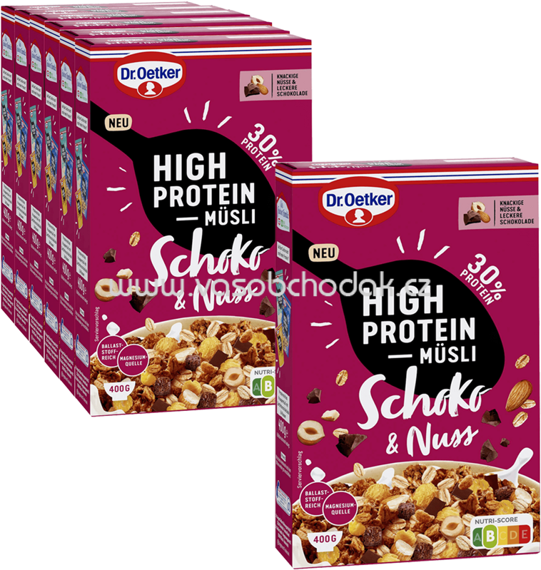 Dr.Oetker Vitalis High Protein Müsli Schoko Nuss, 6+1 gratis, 2,8 kg Dr.Oetker Vitalis High Protein Müsli Schoko Nuss, 6+1 gratis, 2,8 kg