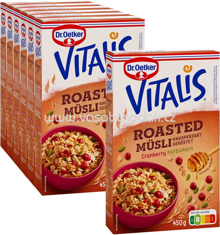 Dr.Oetker Vitalis Roasted Müsli Cranberry-Kürbiskern, 6+1 gratis, 3,15 kg Dr.Oetker Vitalis Roasted Müsli Cranberry-Kürbiskern, 6+1 gratis, 3,15 kg
