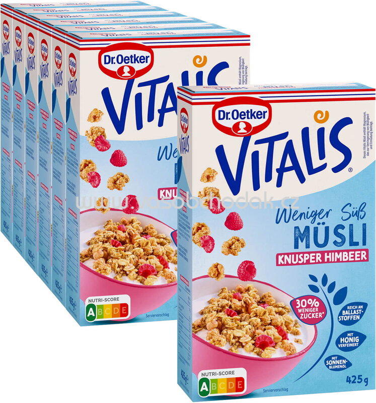 Dr.Oetker Vitalis Weniger süß Knusper Himbeere, 6+1 gratis, 2,975 kg Dr.Oetker Vitalis Weniger süß Knusper Himbeere, 6+1 gratis, 2,975 kg