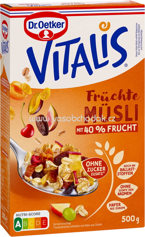 Dr.Oetker Vitalis Früchte Müsli mit 40% Frucht, 500g Dr.Oetker Vitalis Früchte Müsli mit 40% Frucht, 500g