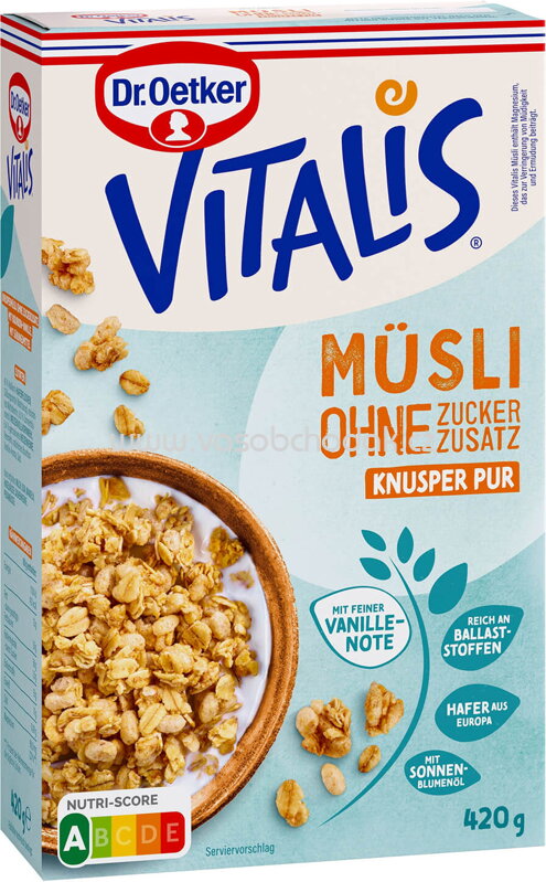 Dr.Oetker Vitalis ohne Zuckerzusatz Knusper Pur, 420g Dr.Oetker Vitalis ohne Zuckerzusatz Knusper Pur, 420g