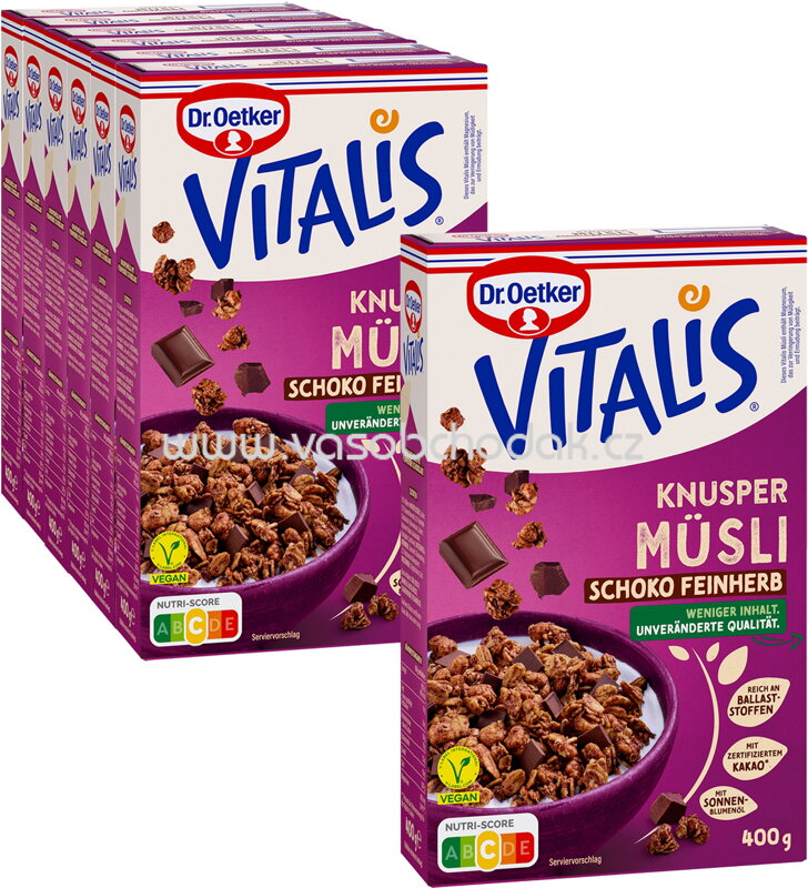 Dr.Oetker Vitalis Knusper Müsli Schoko Feinherb, 6+1 gratis, 2,8 kg Dr.Oetker Vitalis Knusper Müsli Schoko Feinherb, 6+1 gratis, 2,8 kg