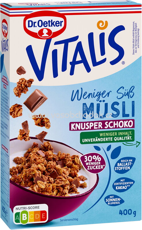 Dr.Oetker Vitalis Weniger süß Müsli Knusper Schoko, 400g