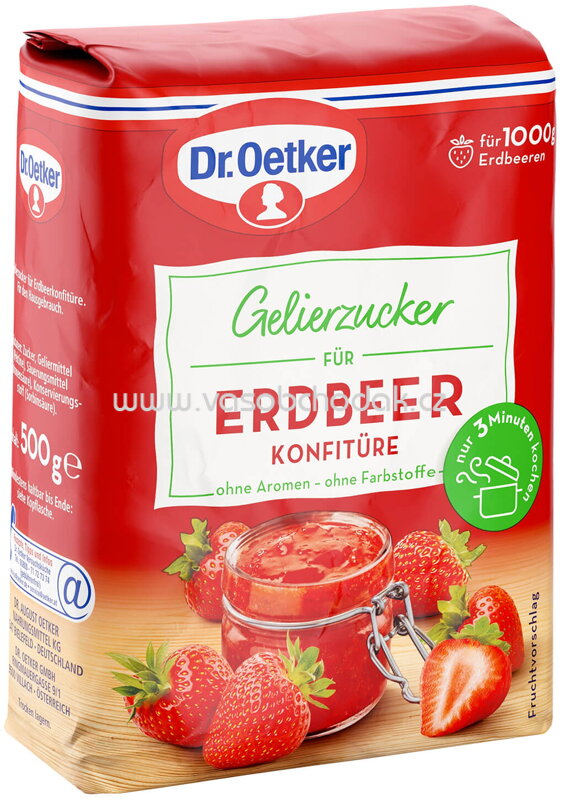 Dr.Oetker Gelierzucker für Erdbeer Konfitüre, 500g Dr.Oetker Gelierzucker für Erdbeer Konfitüre, 500g