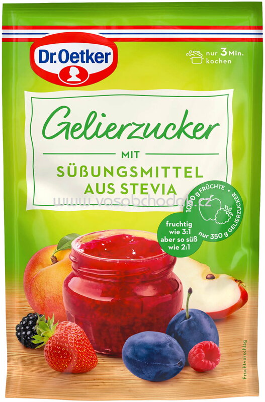 Dr.Oetker Gelierzucker mit Süßungsmittel aus Stevia, 350g Dr.Oetker Gelierzucker mit Süßungsmittel aus Stevia, 350g