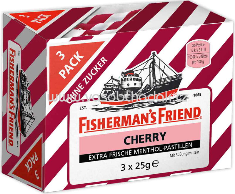 Fisherman's Friend Cherry, ohne zucker, 3x25g, 75g Fisherman's Friend Cherry, ohne zucker, 3x25g, 75g