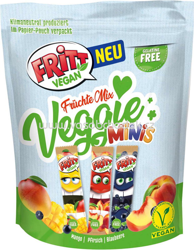 Fritt Kaubonbon Vegan Früchte Mix Veggie Minis, 135g