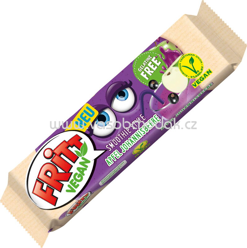 Fritt Kaubonbon Vegan Smoothie Style Apfel Johannisbeere, 4 St, 56g Fritt Kaubonbon Vegan Smoothie Style Apfel Johannisbeere, 4 St, 56g