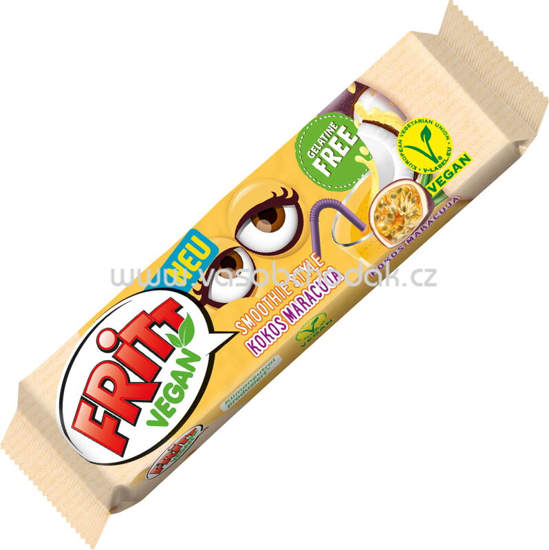 Fritt Kaubonbon Vegan Smoothie Style Kokos Maracuja, 4 St, 56g Fritt Kaubonbon Vegan Smoothie Style Kokos Maracuja, 4 St, 56g