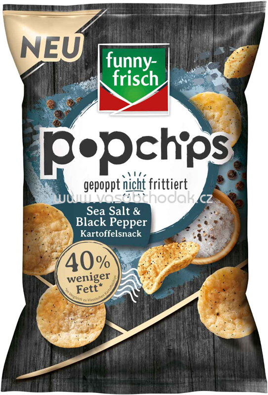Funny-frisch Popchips Sea Salt & Black Pepper, 80g Funny-frisch Popchips Sea Salt & Black Pepper, 80g