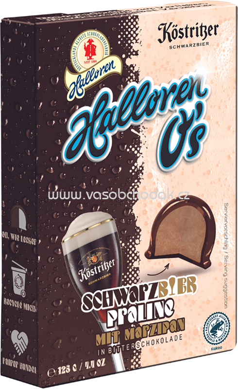 Halloren O's Kösritzer Schwarzbier Praline mit Marzipan, 125g Halloren O's Kösritzer Schwarzbier Praline mit Marzipan, 125g
