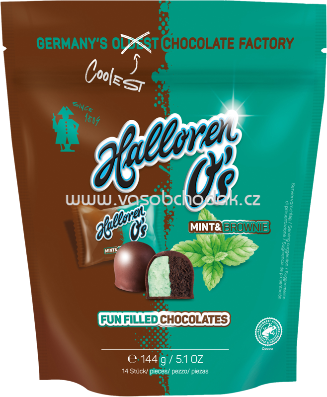Halloren O's Mint & Brownie Beutel, 144g