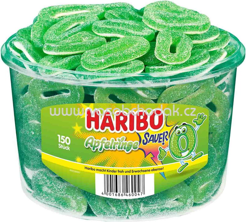 Haribo Saure Apfelringe 150 St, Dose, 1200g Haribo Saure Apfelringe 150 St, Dose, 1200g