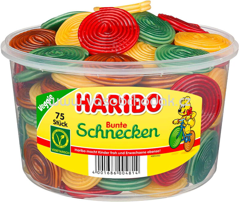Haribo Bunte Schnecken, 75 St, Dose, 1200g