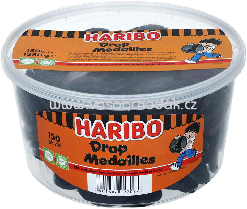 Haribo Drop Medailles, 150 St, Dose, 1350g